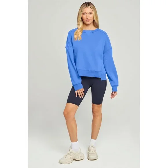Women's Oversized Cropped Sweatshirt Viscose Polyester Casual Fall Wear